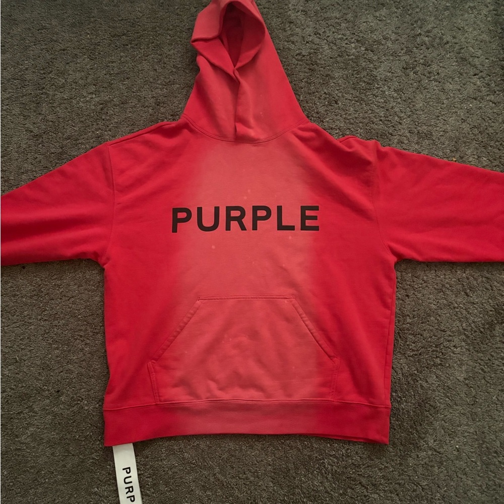 Red Hoodie with Black 'PURPLE' Print